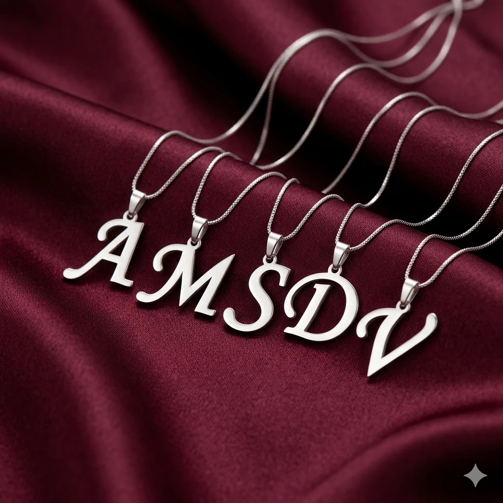 Collar Inicial de Plata 950 con Cadena Fina